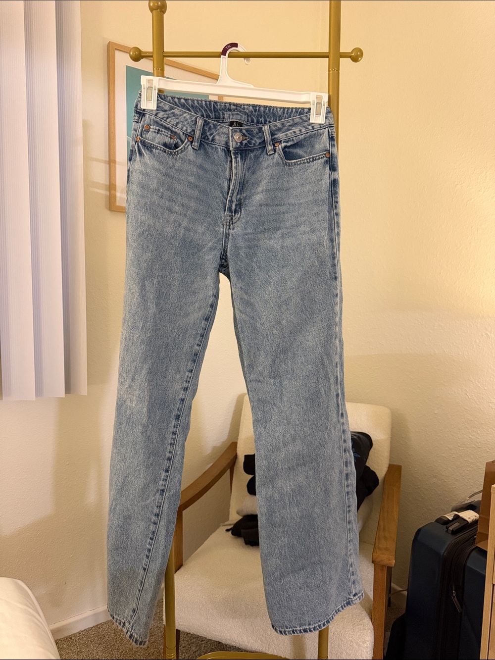 Rewash Straight Leg Jeans in Light Blue Wash